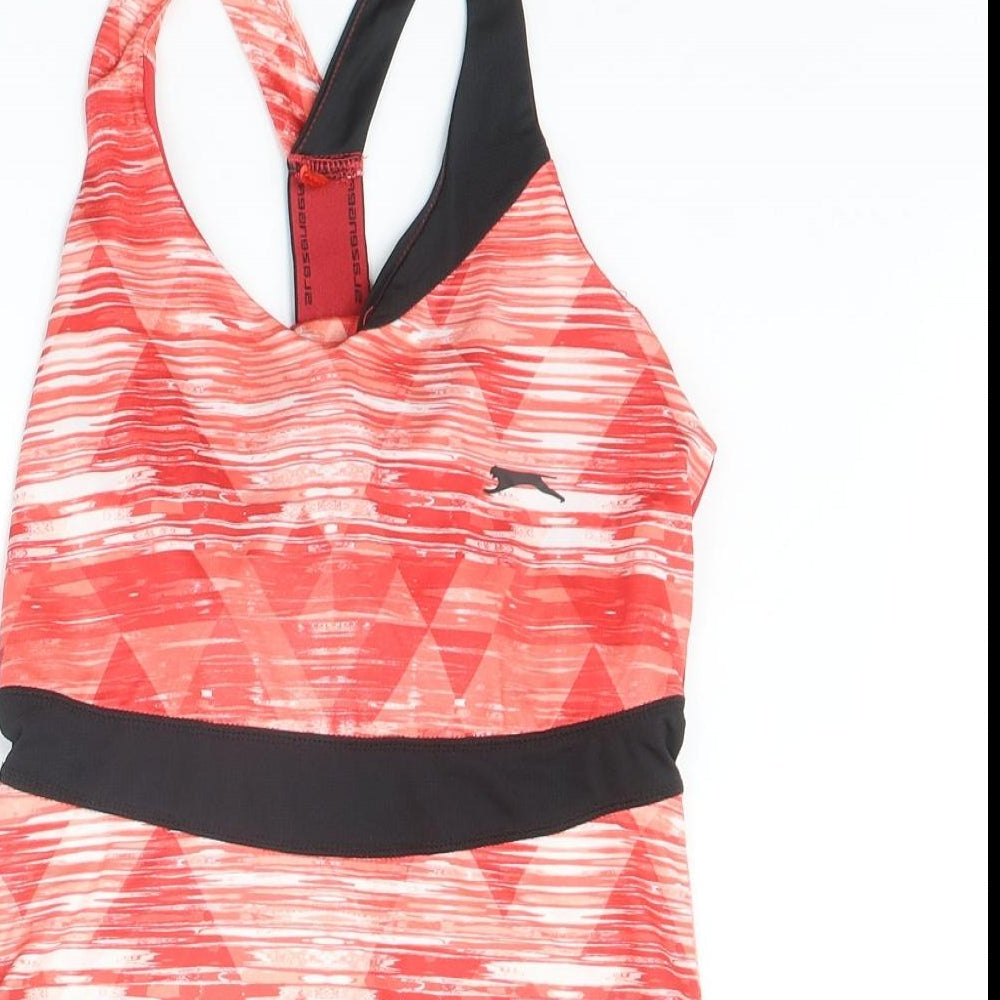 Slazenger Womens Pink Geometric Polyester Basic Tank Size 8 Halter Pullover