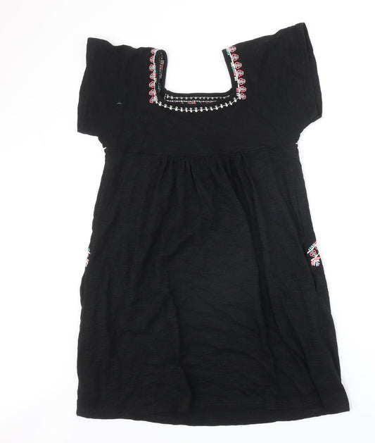 Staring at Stars Womens Black Geometric Cotton A-Line Size XS Square Neck Pullover