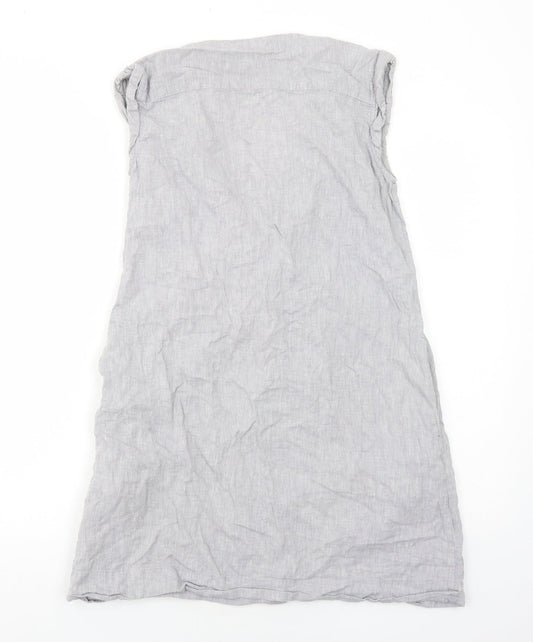 Batela Womens Grey Cotton Shift Size 8 V-Neck Pullover