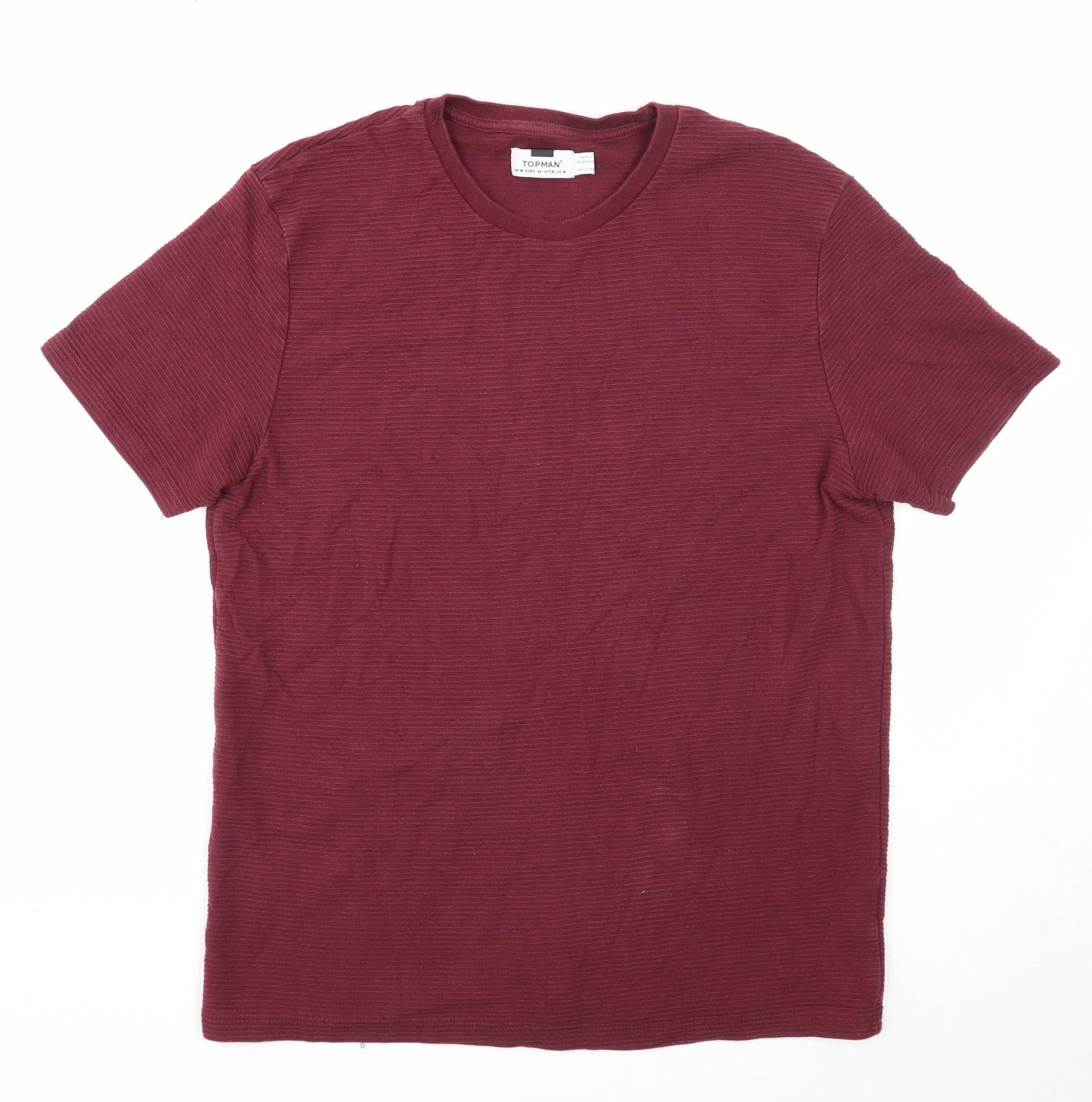Topman Womens Purple Striped Cotton Basic T-Shirt Size M Round Neck