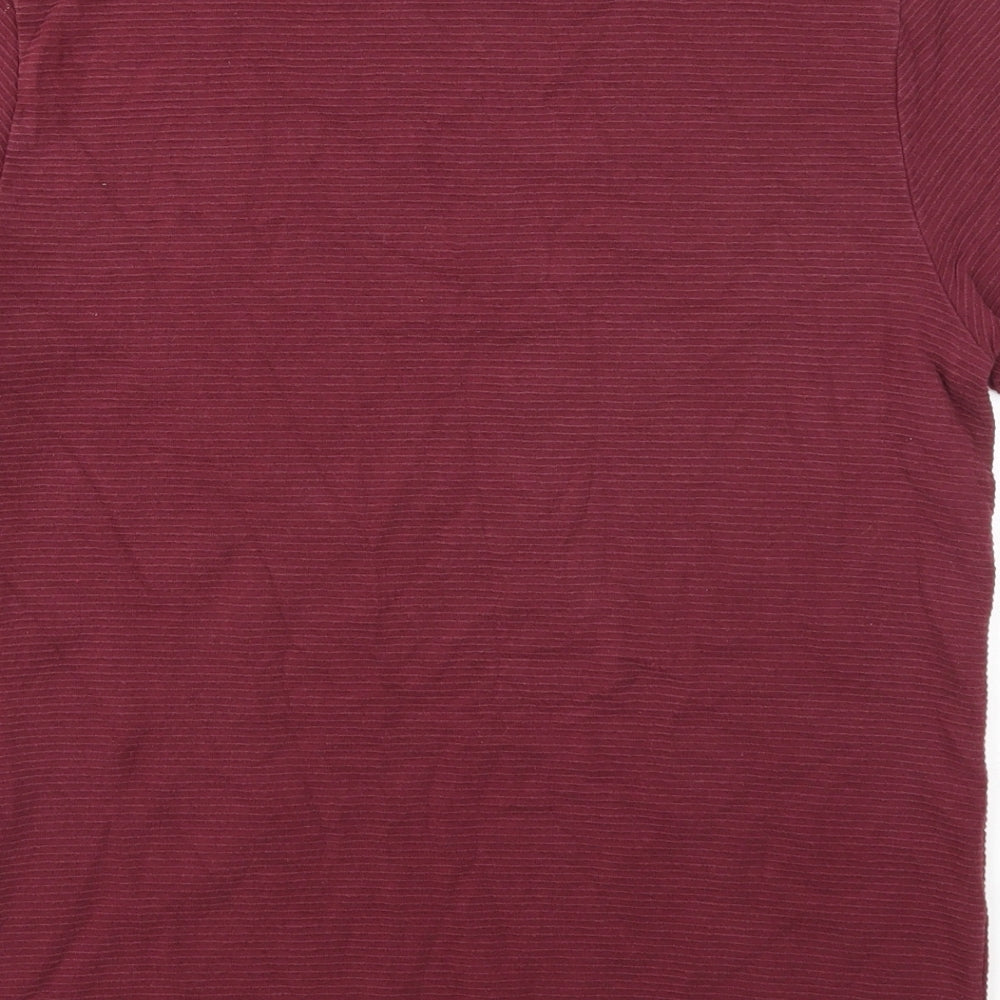 Topman Womens Purple Striped Cotton Basic T-Shirt Size M Round Neck