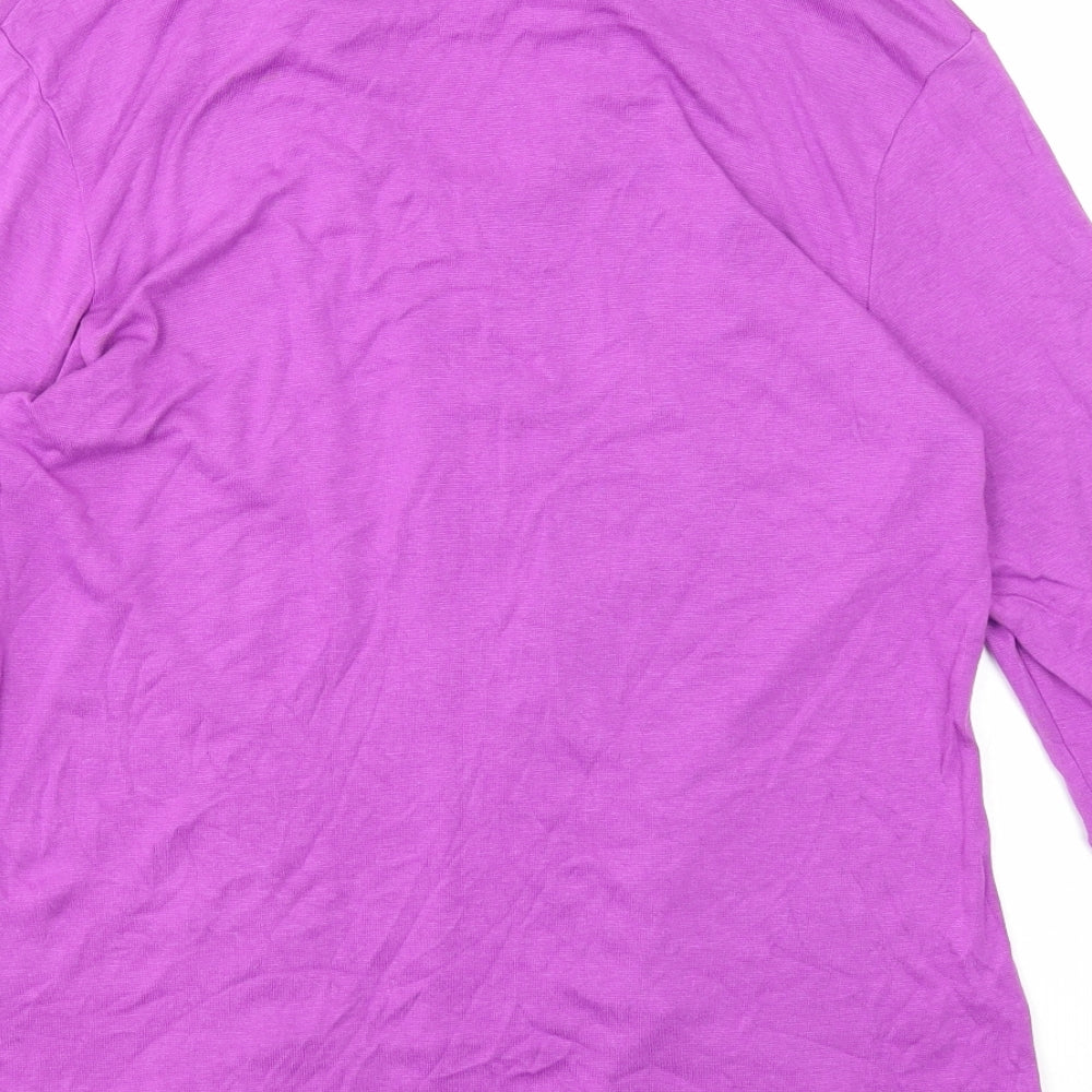 Patra Womens Purple Bamboo Basic Blouse Size L Collared