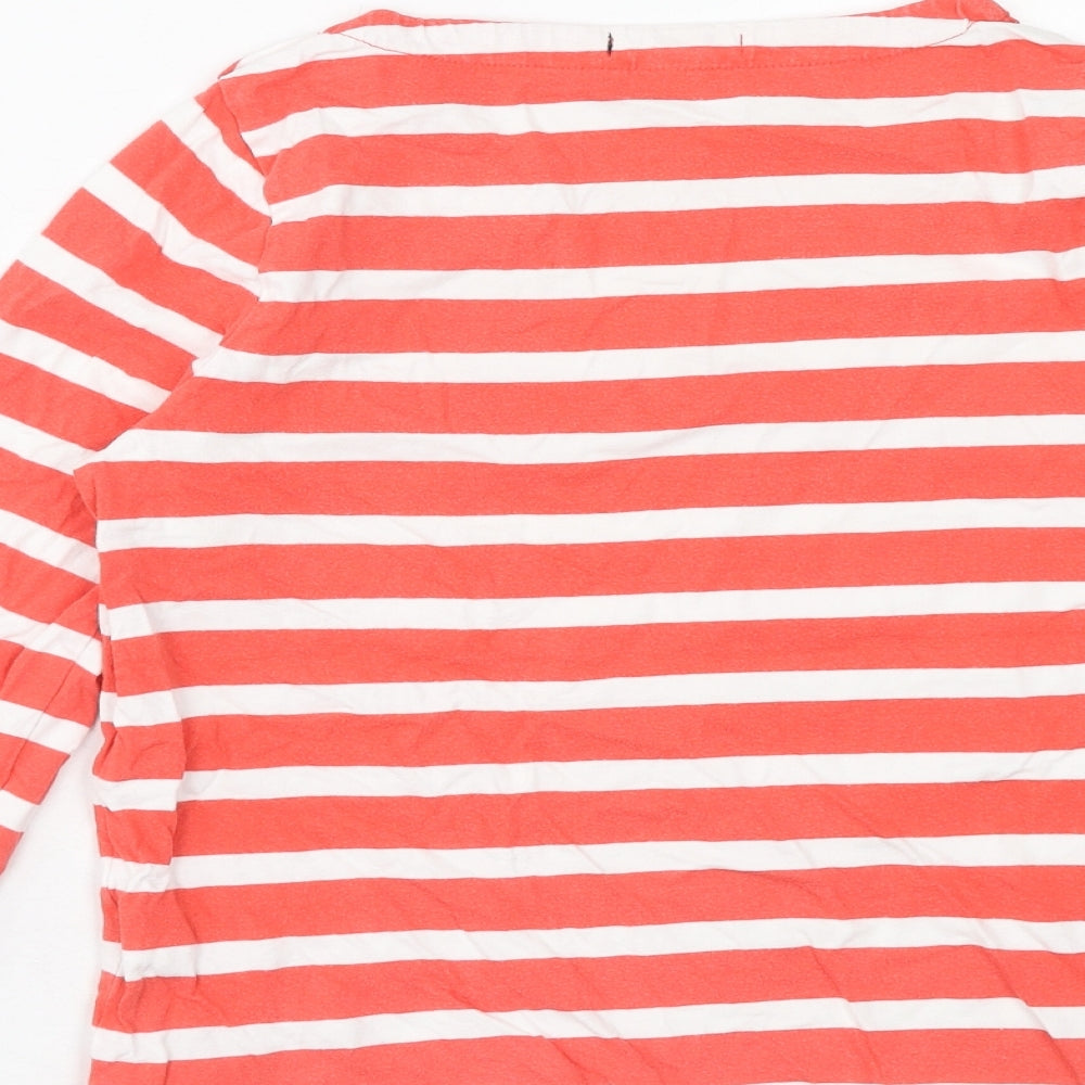 Gap Girls Pink Striped Cotton Basic Blouse Size 13 Years Boat Neck Pullover