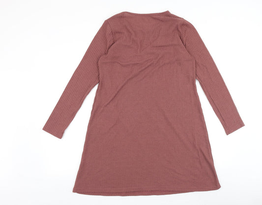 Preworn Womens Pink Polyester A-Line Size M Round Neck Pullover