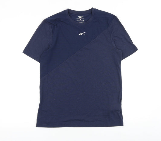 Reebok Mens Blue Polyester T-Shirt Size S Round Neck