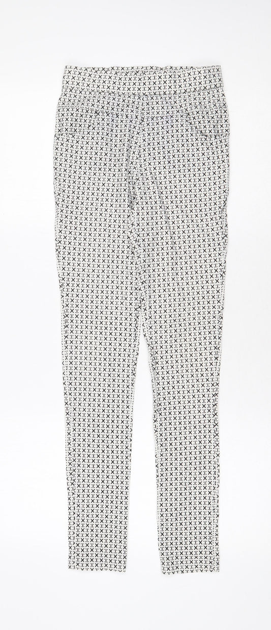 Preworn Womens White Geometric Polyester Capri Leggings Size 24 in