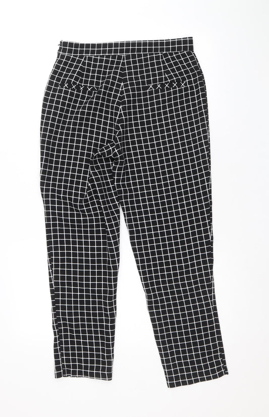 Unique 21 Womens Black Check Polyester Trousers Size M Regular Zip