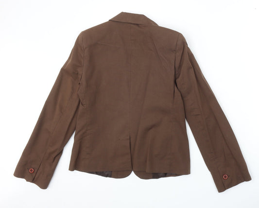 Preworn Womens Brown Cotton Jacket Suit Jacket Size 14