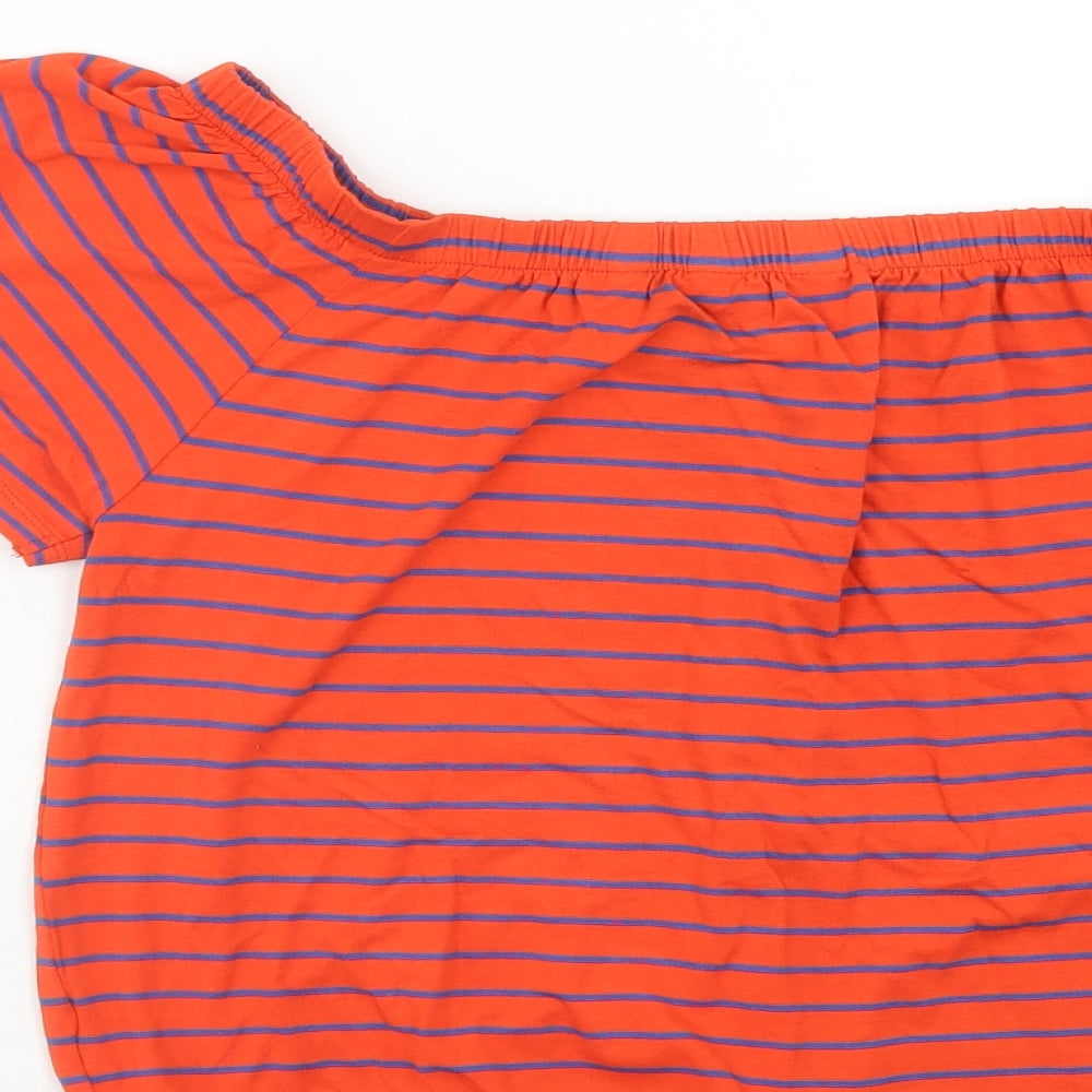 NEXT Womens Orange Striped Viscose Basic T-Shirt Size 10 Boat Neck