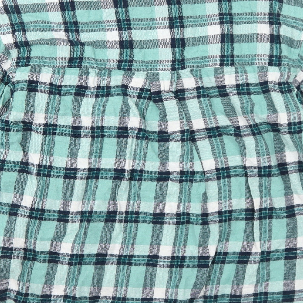 Brave Soul Womens Green Plaid Cotton Basic Button-Up Size M Collared