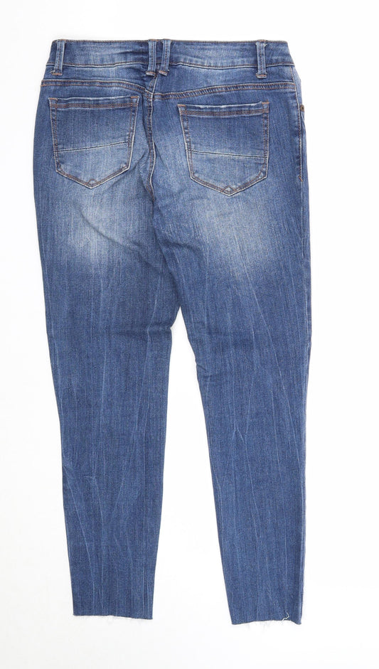 Preworn Womens Blue Cotton Skinny Jeans Size 6 Regular Zip