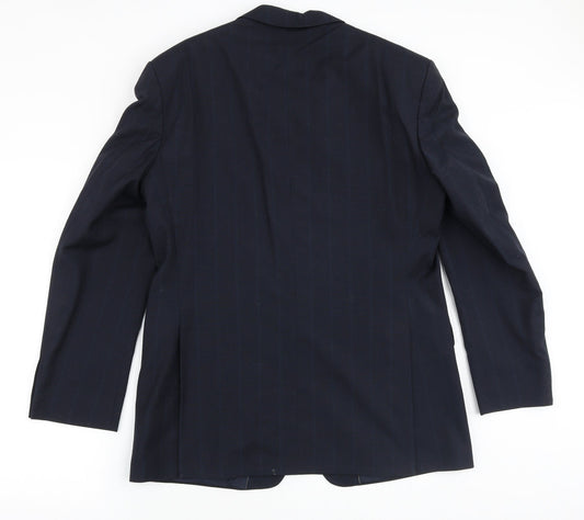 Bernhardt Mens Blue Striped Polyester Jacket Blazer Size 42 Regular