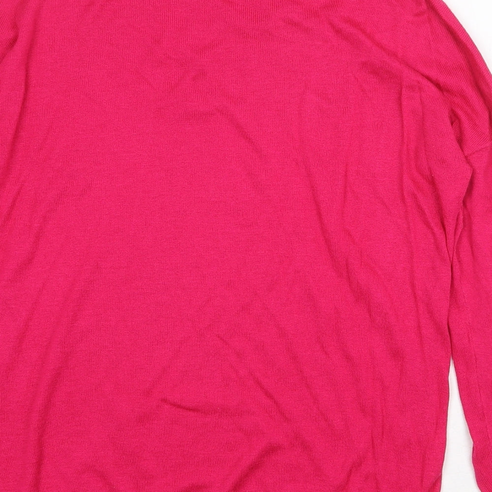 Marks and Spencer Womens Pink Scoop Neck Viscose Pullover Jumper Size M