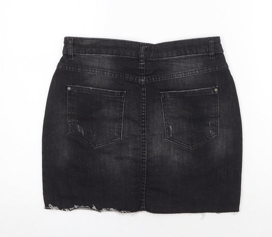 Pimkie Womens Grey Cotton Mini Skirt Size 28 in Zip