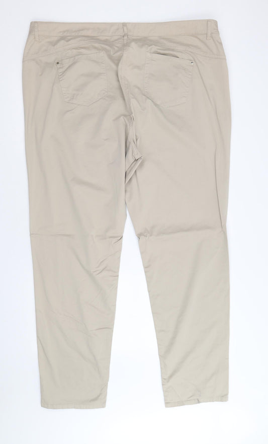 Elena Miro Womens Brown Cotton Trousers Size 26 Regular Zip