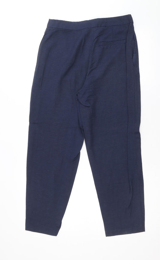 Sisley Womens Blue Viscose Trousers Size 8 Regular Zip