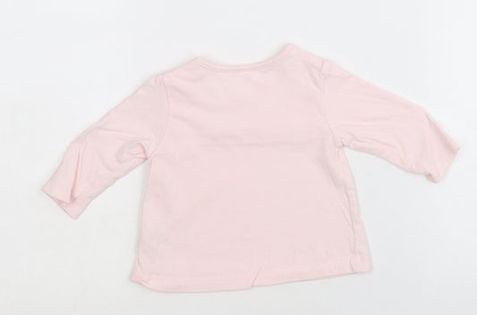 George Girls Pink 100% Cotton Basic T-Shirt Size 0-3 Months Round Neck Snap