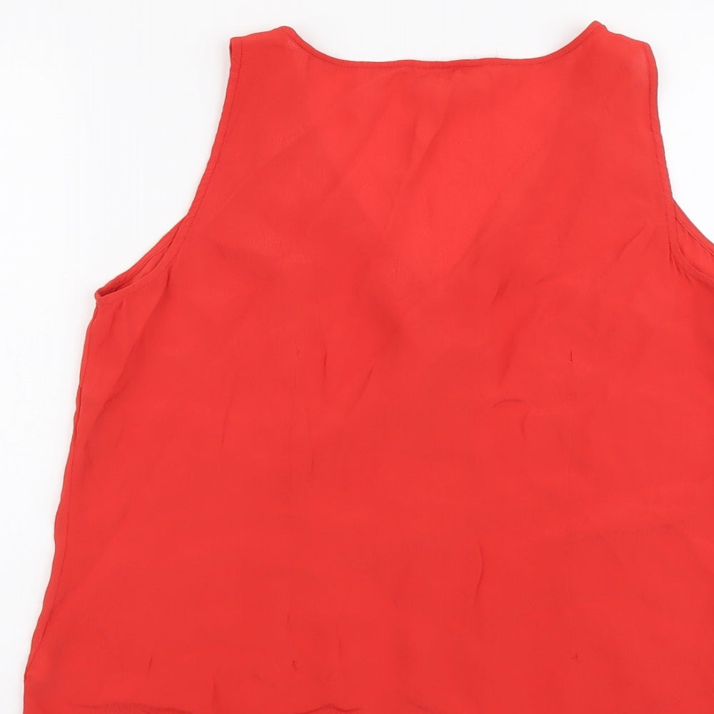 Monsoon Womens Red Polyester Basic Button-Up Size 16 V-Neck