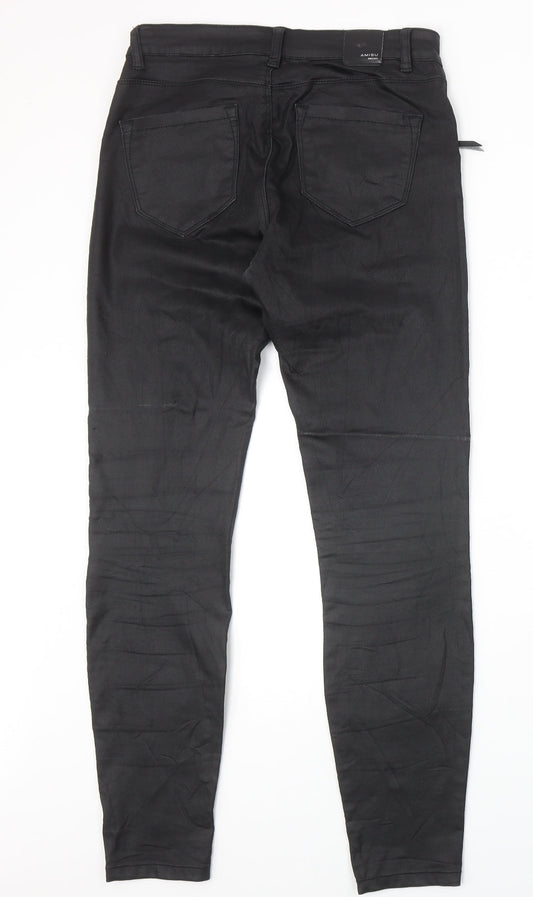 Amisu Womens Black Cotton Straight Jeans Size 10 Regular Zip