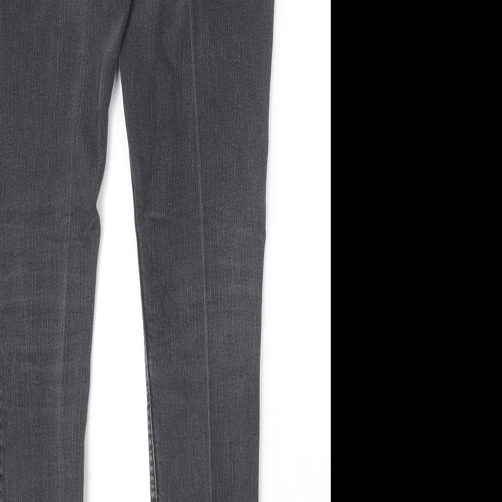 Preworn Womens Grey Cotton Skinny Jeans Size 28 in Extra-Slim Zip