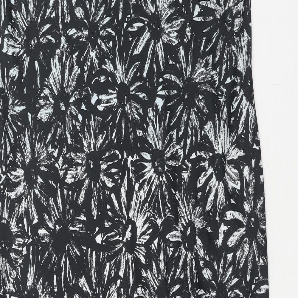 Topshop Womens Black Fair Isle Polyester Slip Dress Size 10 V-Neck Pullover