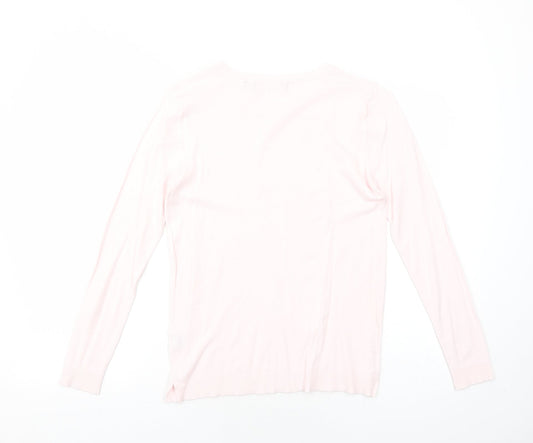 525 america Womens Pink Round Neck Nylon Pullover Jumper Size S