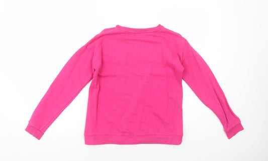 Marks and Spencer Girls Pink Cotton Pullover Sweatshirt Size 11-12 Years Pullover - Friyay!