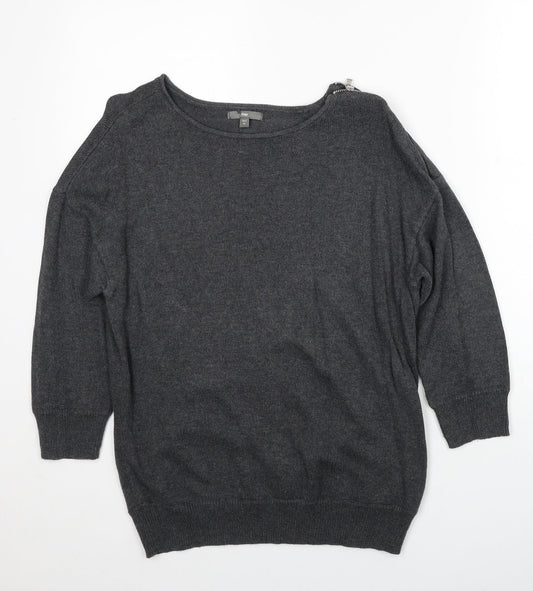 Gap Womens Grey Cotton Basic Blouse Size M Boat Neck