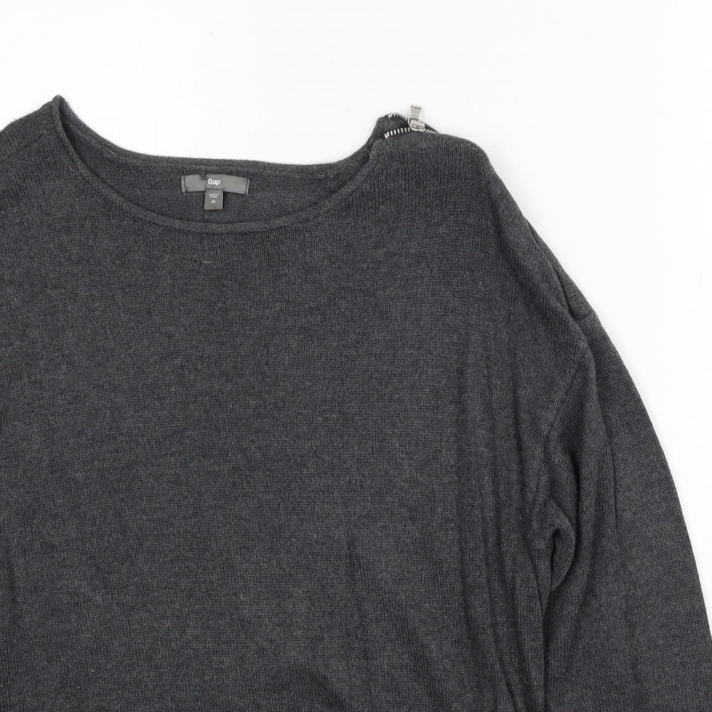 Gap Womens Grey Cotton Basic Blouse Size M Boat Neck