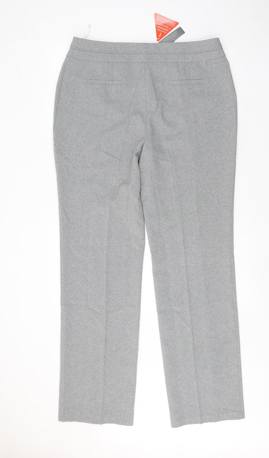 South Womens Grey Polyester Trousers Size 16 Regular Zip
