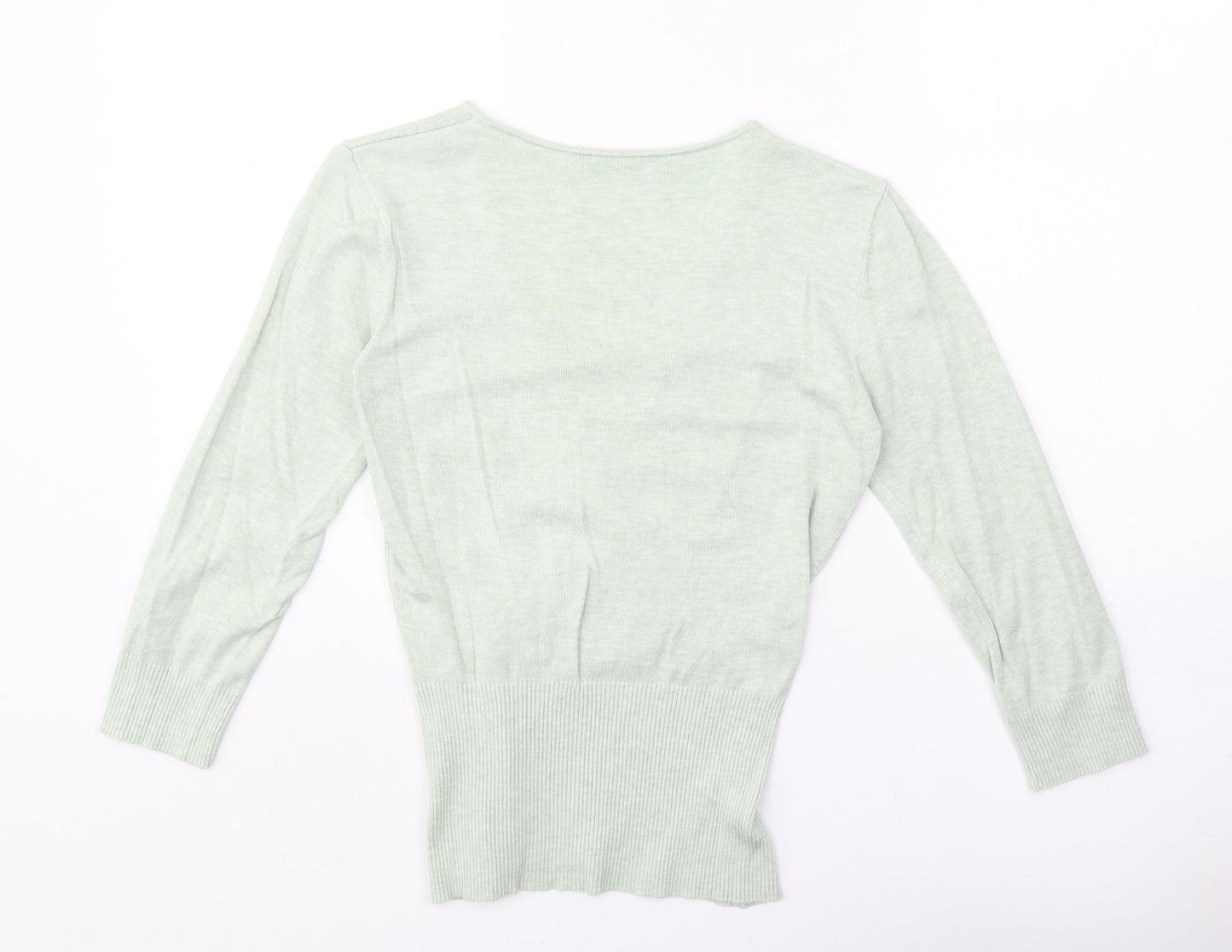 Republic Womens Green Polyester Basic T-Shirt Size 12 V-Neck