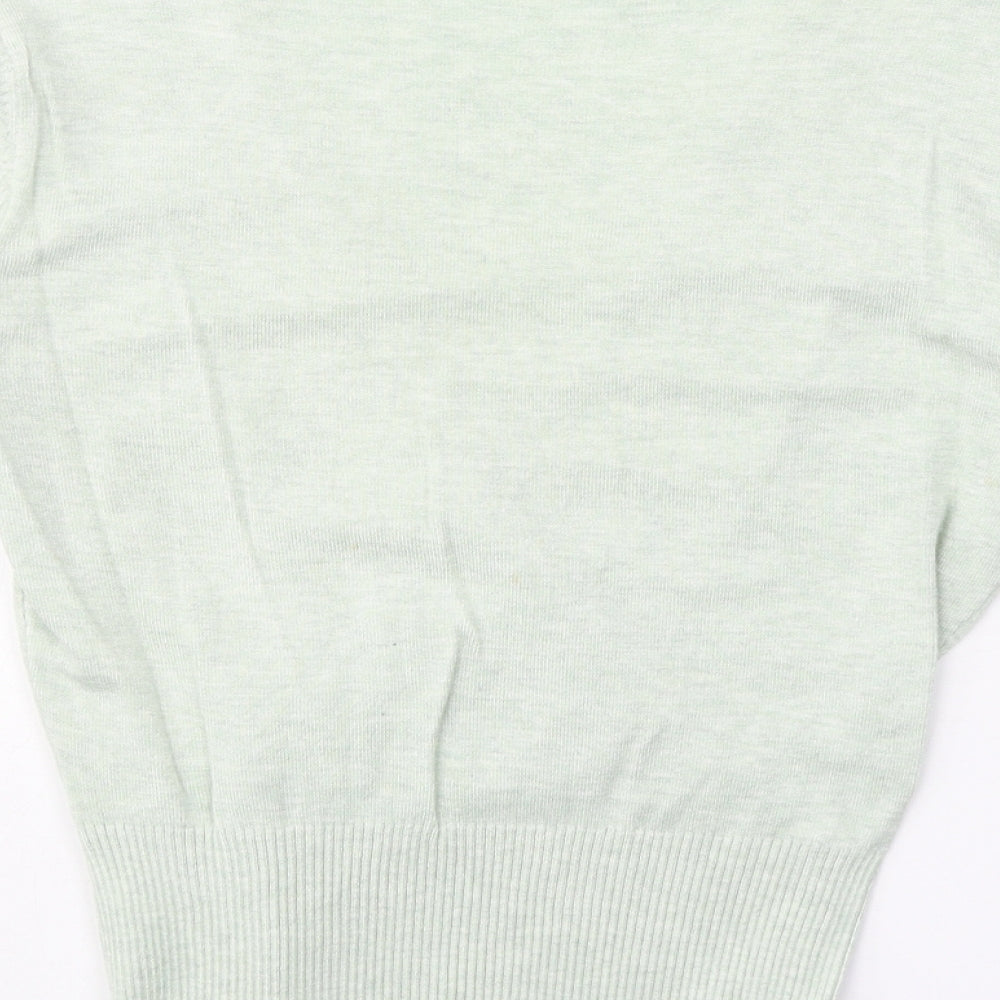 Republic Womens Green Polyester Basic T-Shirt Size 12 V-Neck