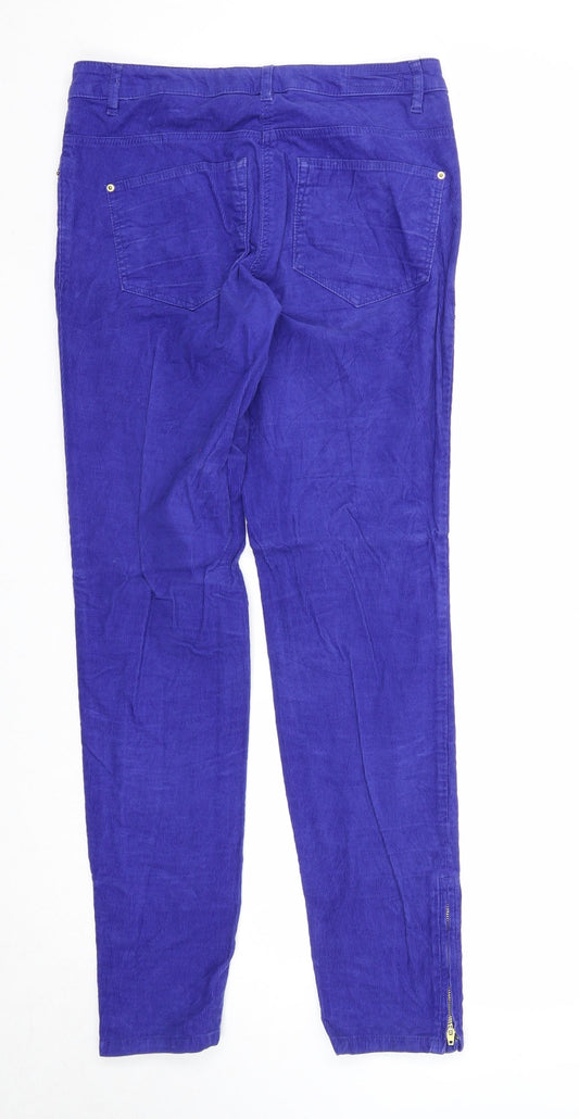 H&M Womens Blue Cotton Trousers Size 8 Regular Zip