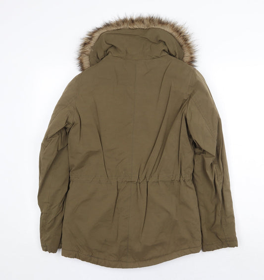 Papaya Womens Green Parka Jacket Size 6 Zip