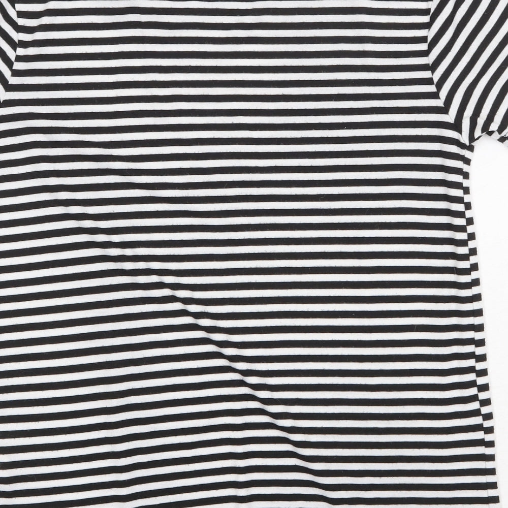 Disney Womens Black Striped Polyester Basic T-Shirt Size XS Round Neck - Winnie the Pooh Free Hugs