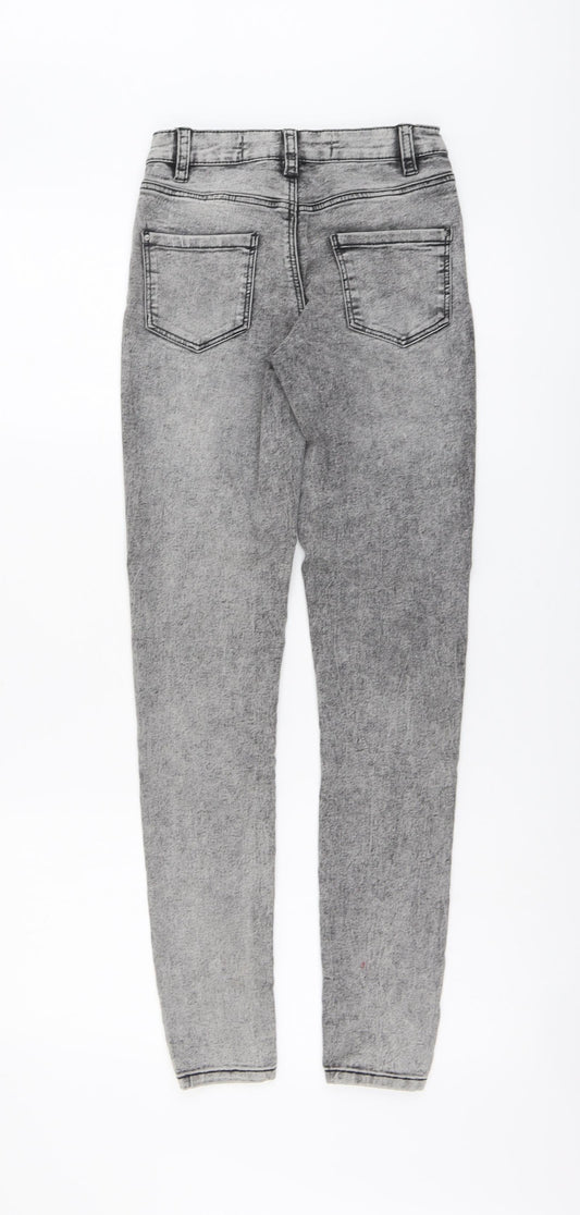 Denim & Co. Womens Grey Cotton Skinny Jeans Size 4XL L28 in Regular Button