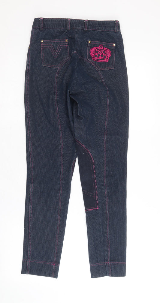Preworn Womens Blue Cotton Straight Jeans Size 26 in Regular Zip