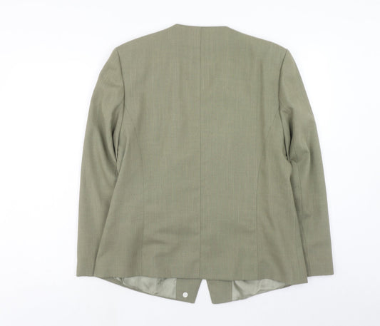 Michael H Womens Green Polyester Jacket Blazer Size 16