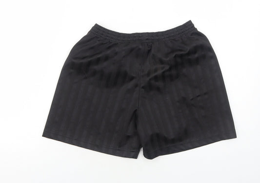 Precision Training Boys Black Striped Polyester Sweat Shorts Size 10 Years Regular Drawstring