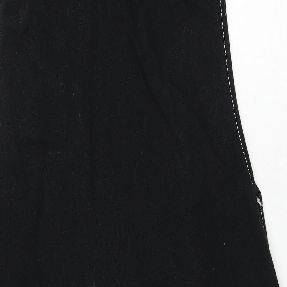 Missguided Womens Black Cotton Pinafore/Dungaree Dress Size 6 Scoop Neck Button - Contrast Stitching