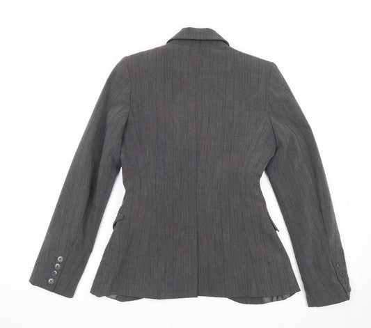 New Look Womens Grey Striped Polyester Jacket Suit Jacket Size 10