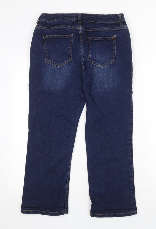 Preworn Womens Blue Cotton Straight Jeans Size 30 in Regular Zip