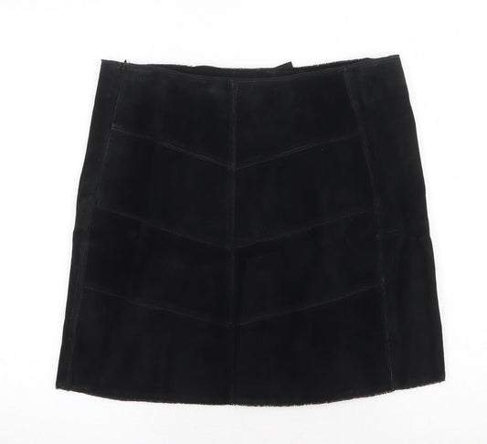VILA Womens Black Polyester A-Line Skirt Size L Zip