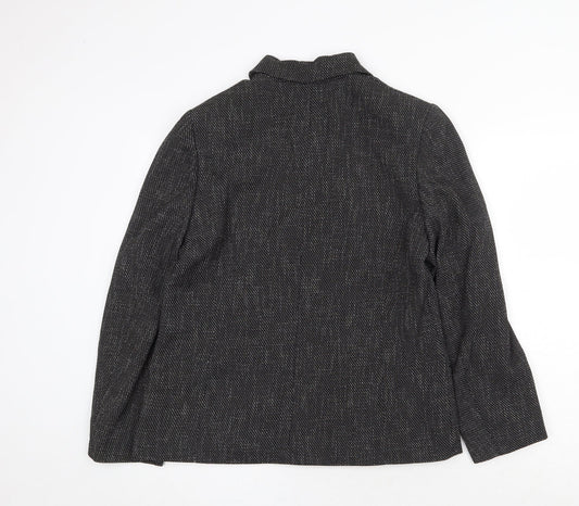 Preworn Womens Black Geometric Jacket Size 14 Zip