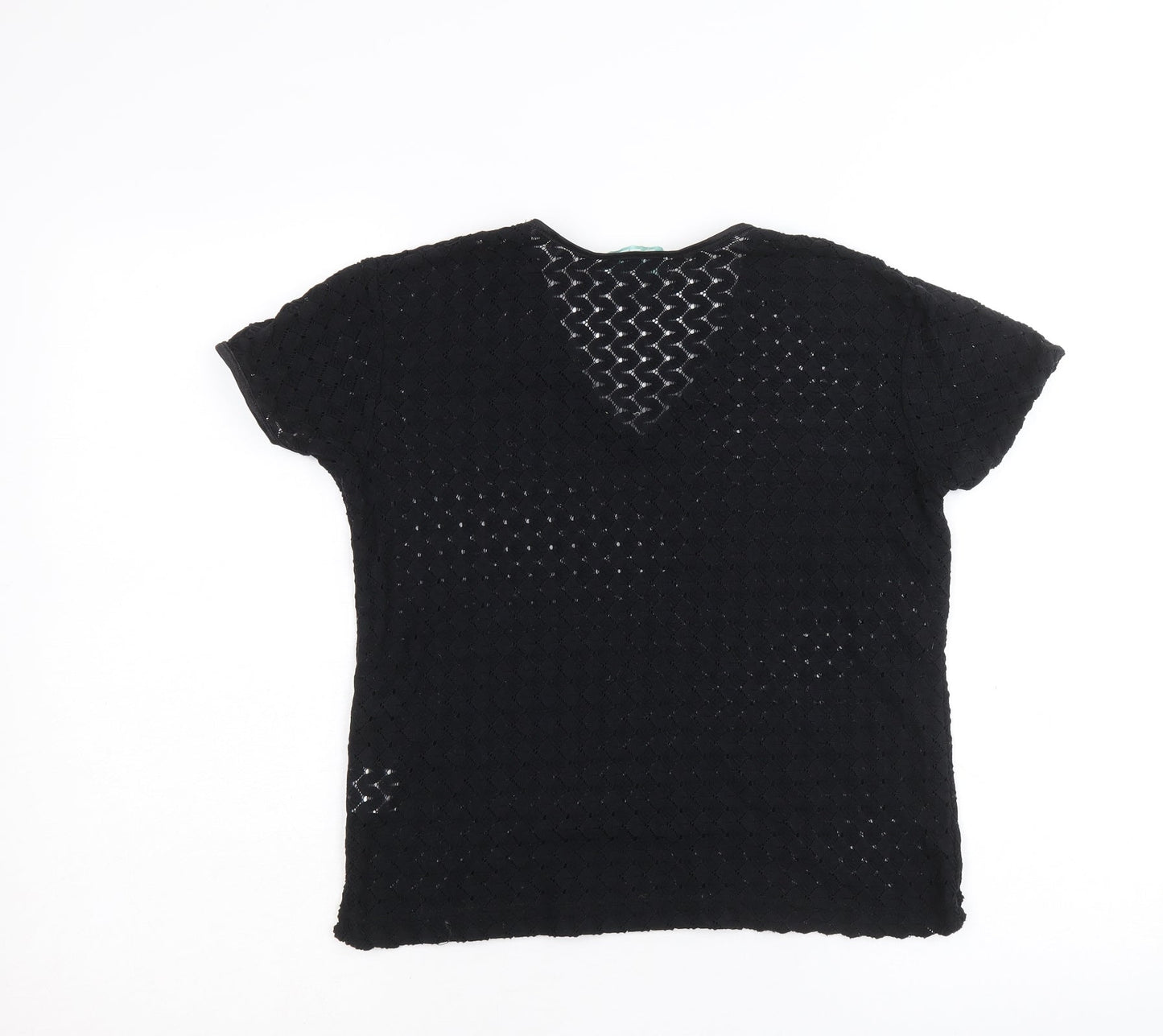 REP Womens Black Nylon Basic T-Shirt Size L V-Neck