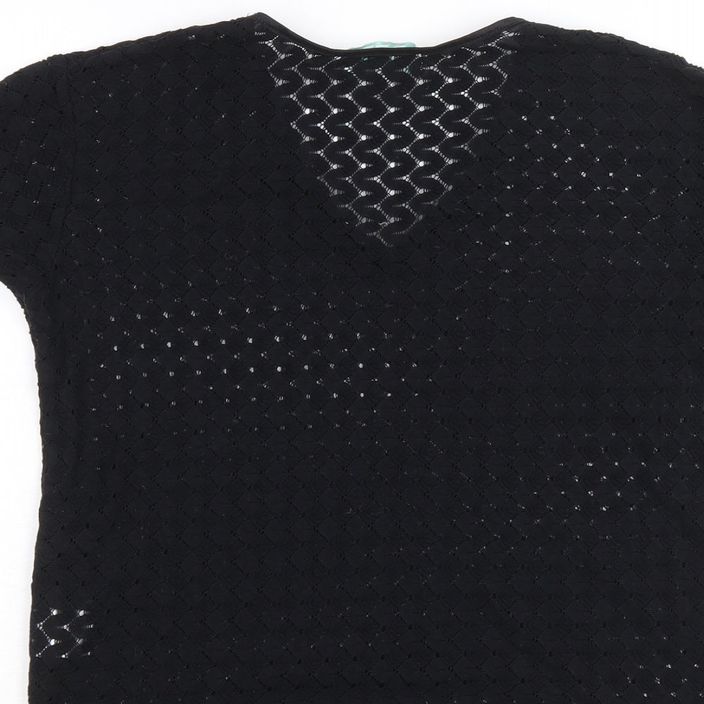 REP Womens Black Nylon Basic T-Shirt Size L V-Neck