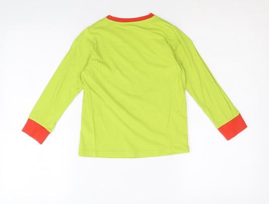 Dr. Seuss Boys Green 100% Cotton Basic T-Shirt Size 5-6 Years Round Neck Pullover - Grinch