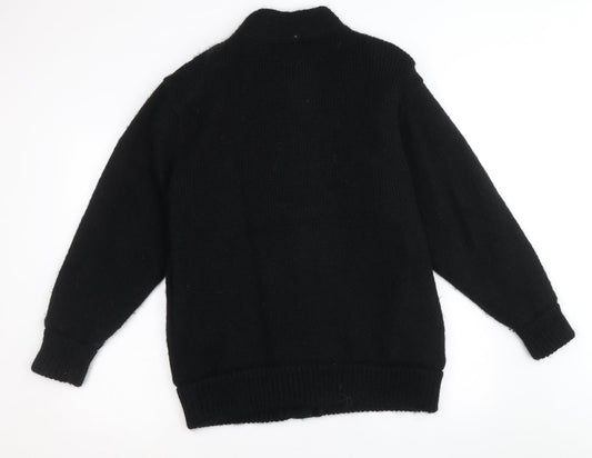 Joella Di Marco Womens Black Floral Pea Coat Coatigan Size M Button