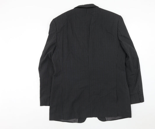 Marks and Spencer Mens Grey Striped Polyester Jacket Suit Jacket Size 42 Regular