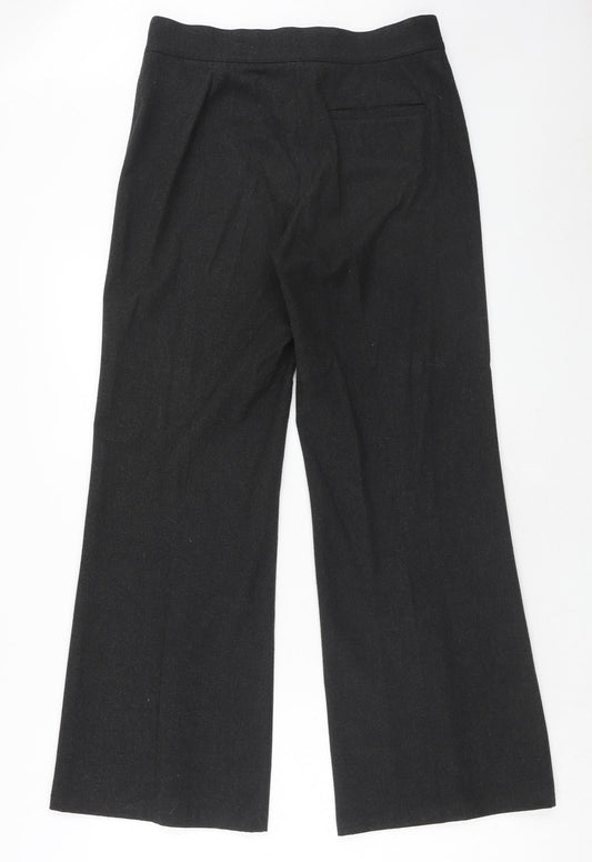 Per Una Womens Grey Polyester Trousers Size 10 Regular Hook & Eye
